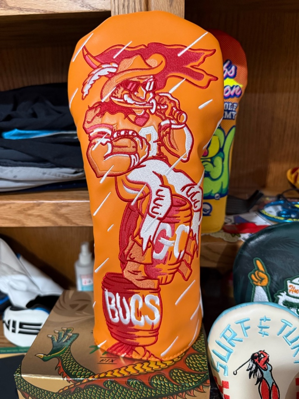 Tampa Bay Buccaneers Football Headcover with Bucco Bruce Swag Golf Driver